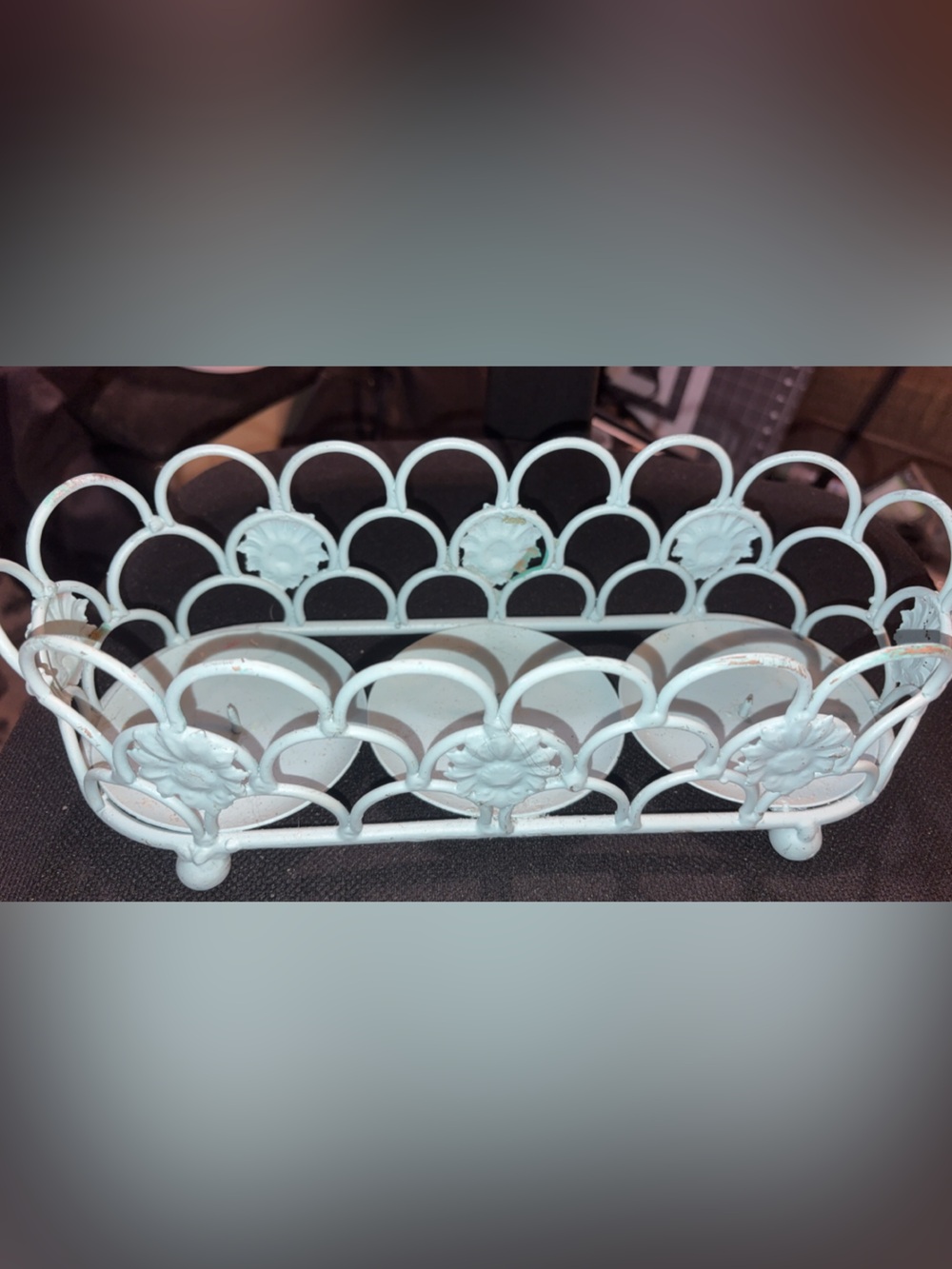 Decorative Metal Tea Light Holder in Light Blue